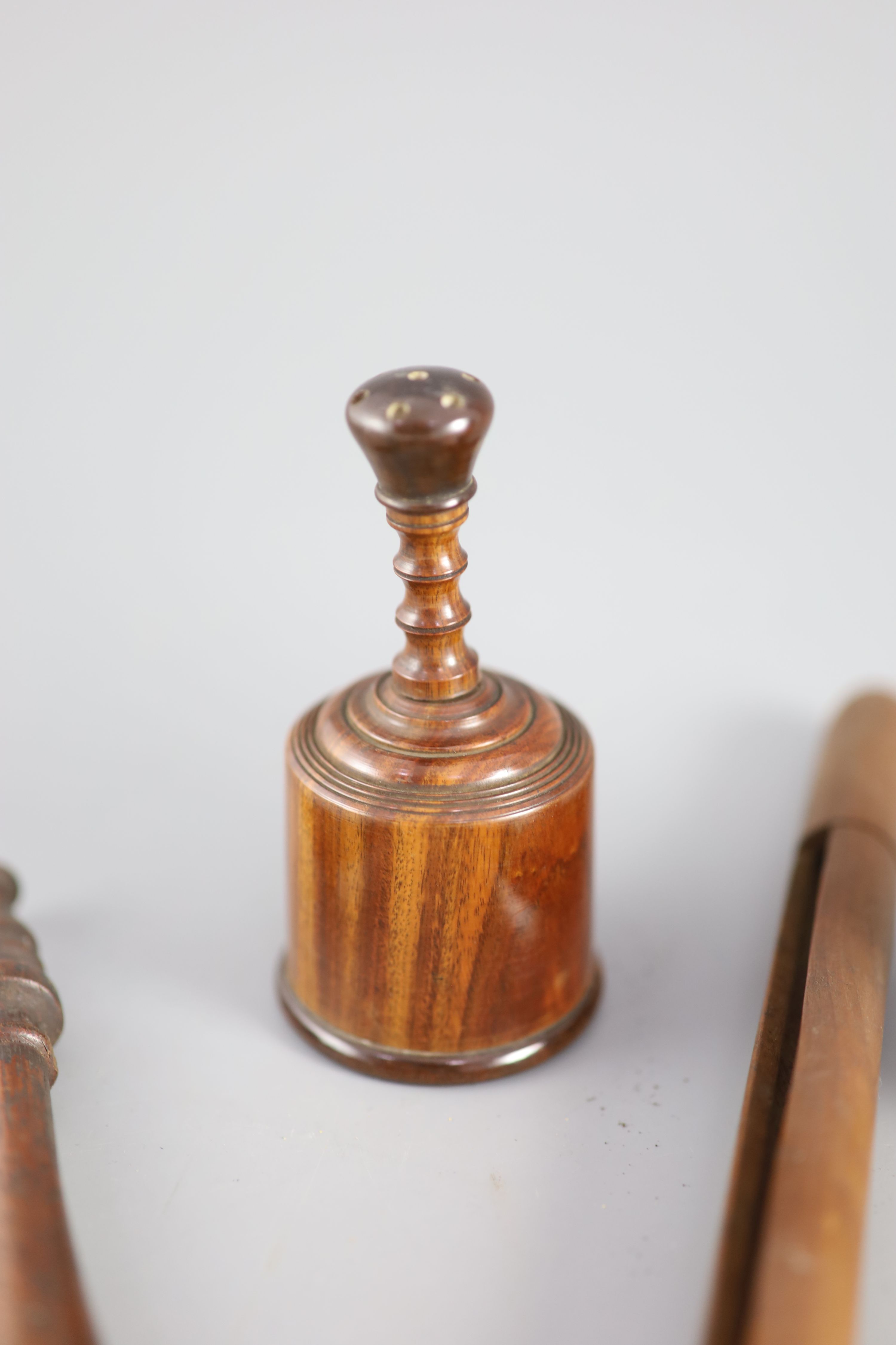 A late 18th century treen spool holder and silk winder